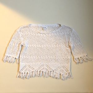 BILLABONG Crotchet Tassel Hem Crop Top‎ Sz Small